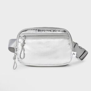 New! Art Class Silver Metallic Belt Bag Fanny Pack, 4.5” x 7”